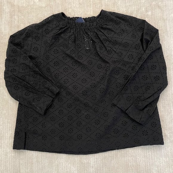 Gap Black Eyelet Cotton Blouse for Women Sz XS New 3/4 Length Sleeve - Picture 3 of 13